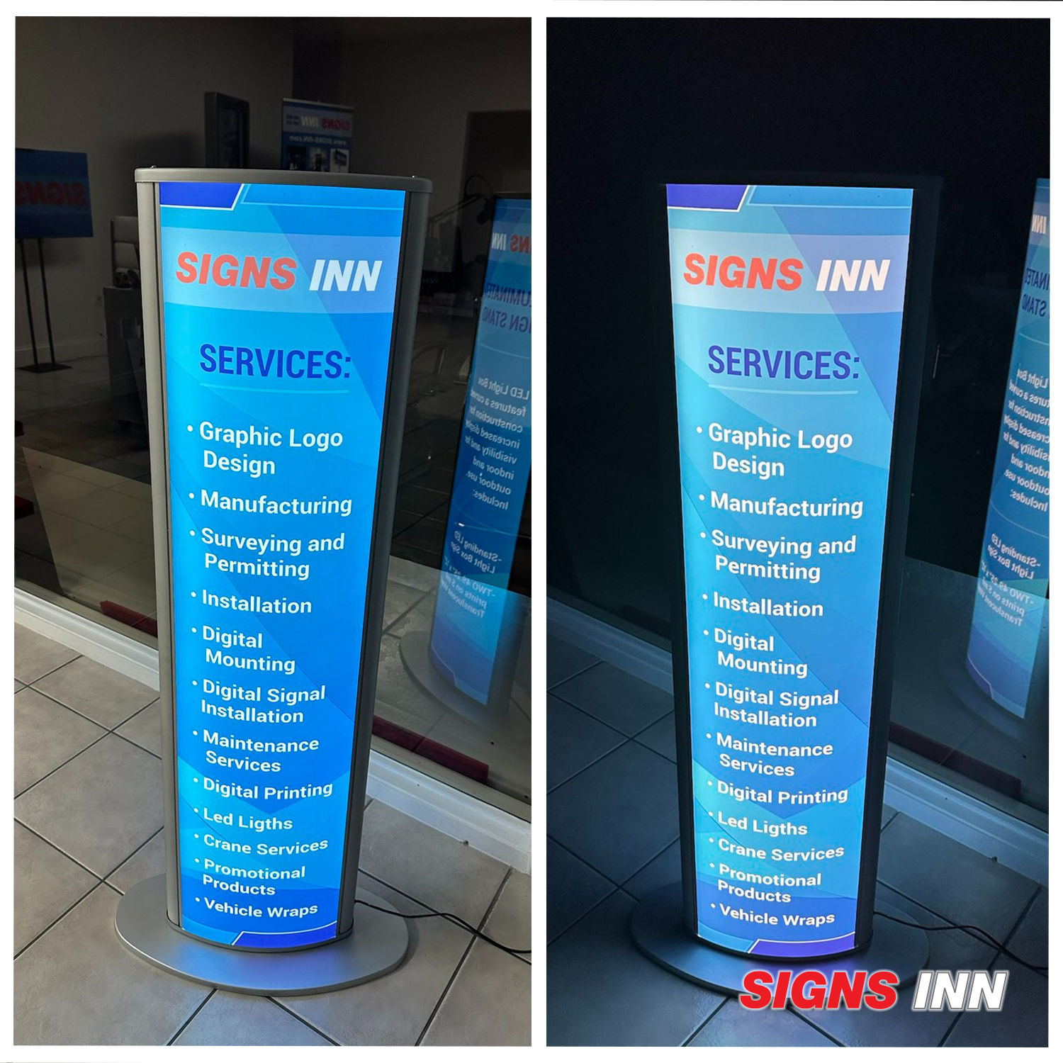 Illuminated sign stand